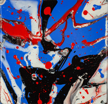 Painting titled "Blood & blue" by Christophe Gandolphe, Original Artwork, Acrylic Mounted on Wood Stretcher frame
