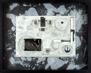 Collages intitulée "Dark Slides - Vador" par Christophe Gandolphe, Œuvre d'art originale, Collages Monté sur Panneau de bois