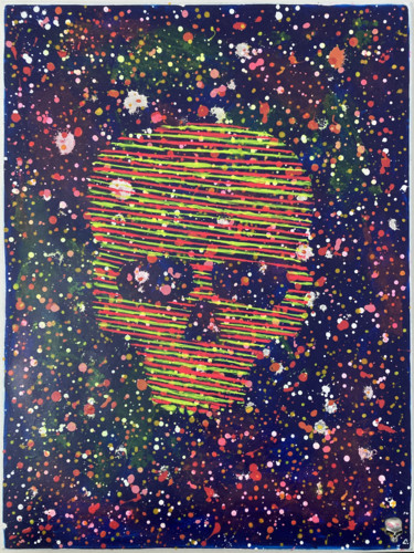 Painting titled "Skull 01" by Christophe Gandolphe, Original Artwork, Acrylic