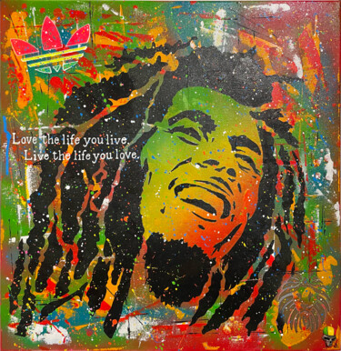 Painting titled "Bob 2 (Bob Marley)" by Christophe Gandolphe, Original Artwork, Acrylic