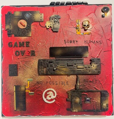 Collages titled "Game Over" by Christophe Gandolphe, Original Artwork, Acrylic