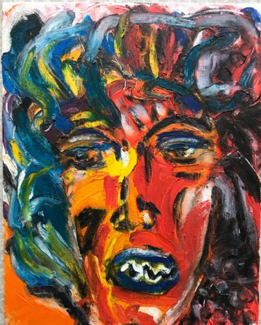 Painting titled ""Fire" carton entoi…" by Christophe Genaudy, Original Artwork, Oil