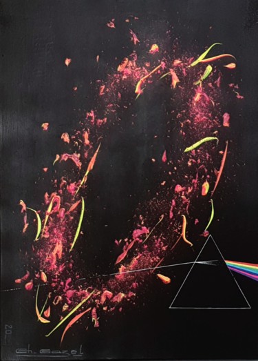 Painting titled "Cosmic Floyd" by Christophe Gazel, Original Artwork, Acrylic Mounted on Wood Stretcher frame