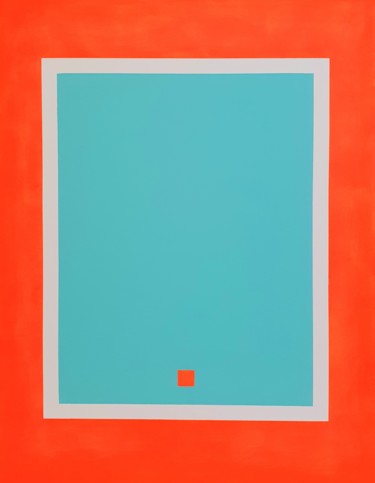 Painting titled "Carré orange" by Christophe Gazel, Original Artwork, Acrylic