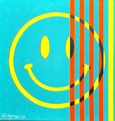 Peinture intitulée "Smiley" par Christophe Gazel, Œuvre d'art originale, Acrylique Monté sur Châssis en bois