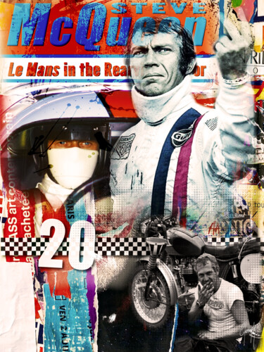 MC QUEEN LE MANS Arts numériques intitulée "MC QUEEN LE MANS" par Christophe Joseph, Œuvre d'art originale, Travail numérique 2D Monté sur Al…