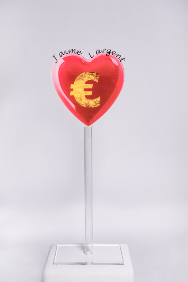 Escultura intitulada "J'aime l'argent" por Ker, Obras de arte originais, Resina