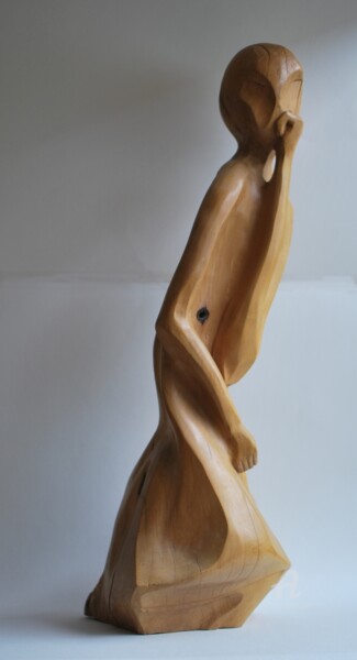 Sculpture titled "penseur" by Christophe Lm, Original Artwork, Wood