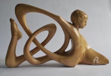 Escultura titulada "Homme boucle" por Christophe Lm, Obra de arte original, Madera