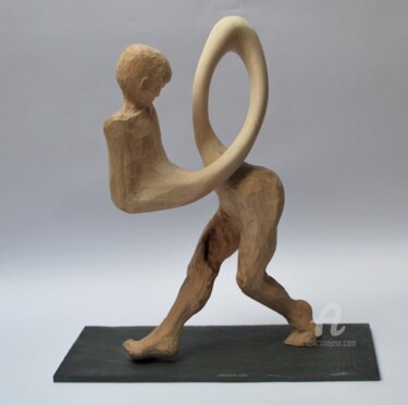 Sculpture titled "la marche" by Christophe Lm, Original Artwork, Wood