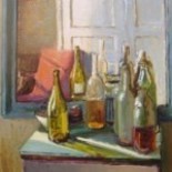 Peinture intitulée "Les bouteilles enso…" par Christophe Marion, Œuvre d'art originale, Huile