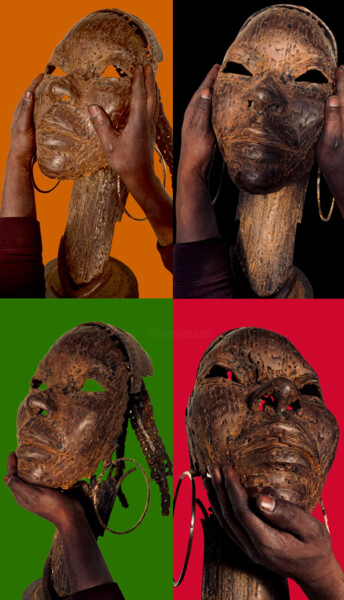 Sculptuur getiteld "STEEL FACE OF AFRIC…" door Christophe Milcent, Origineel Kunstwerk, Metalen