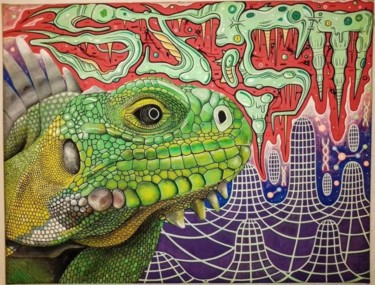 Painting titled "Reptilian blood" by Komplotiste, Original Artwork, Acrylic