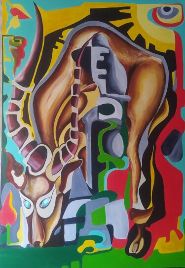 Peinture intitulée "L'impala" par Christophe Peccini (PETCHO), Œuvre d'art originale, Acrylique