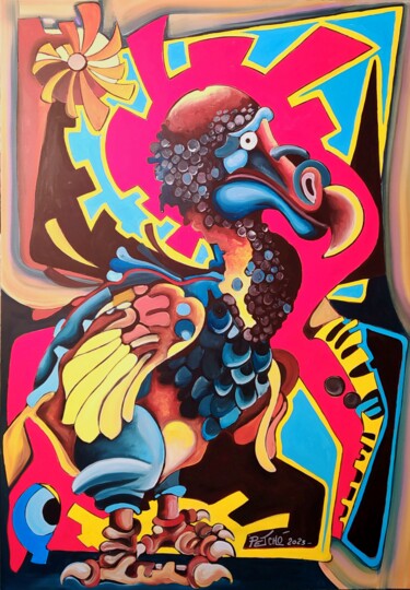 Malerei mit dem Titel "Le dodo de l'île Ma…" von Christophe Peccini (PETCHO), Original-Kunstwerk, Acryl