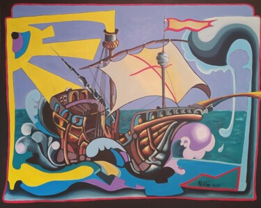 Malarstwo zatytułowany „Hispaniola” autorstwa Christophe Peccini (PETCHO), Oryginalna praca, Akryl