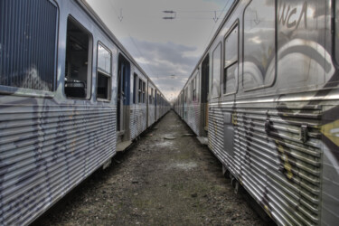 Fotografie getiteld "les trains qui atte…" door Christophe Plousey, Origineel Kunstwerk, Digitale fotografie