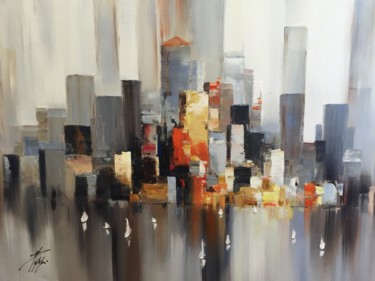 Painting titled "New York" by Christophe Point, Original Artwork, Oil