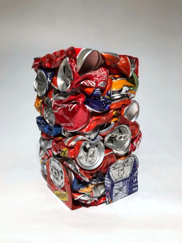 Sculpture intitulée "Compression de cann…" par Christophe Ramillon, Œuvre d'art originale, Métaux