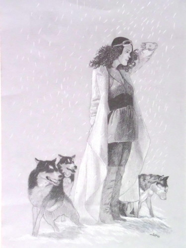 Painting titled "THE SNOW GIRL" by Christophe Rinaldi, Original Artwork, Watercolor