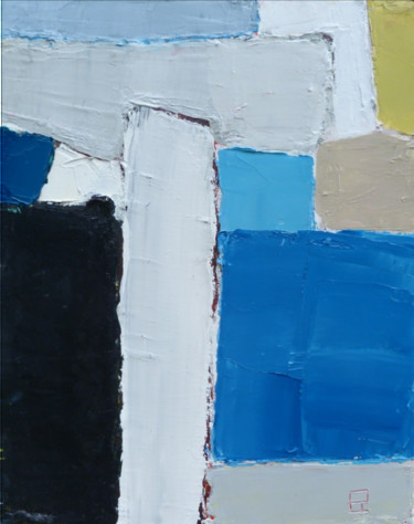 Peinture intitulée "Compo Azure. 24 x 3…" par Christophe Rivière, Œuvre d'art originale, Huile