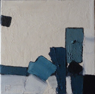 Painting titled "Compo bleue. 30 x 3…" by Christophe Rivière, Original Artwork, Other Mounted on Wood Stretcher frame