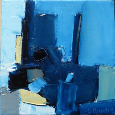 Malerei mit dem Titel "Bleu de Prusse. 30…" von Christophe Rivière, Original-Kunstwerk, Öl