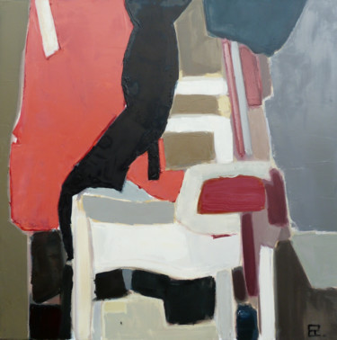 Painting titled "Chaise. 80 x 80 cm" by Christophe Rivière, Original Artwork, Oil