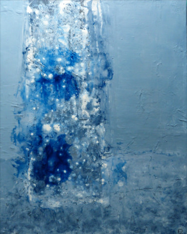 Peinture intitulée "Vase bleu. 80 x 100…" par Christophe Rivière, Œuvre d'art originale, Huile