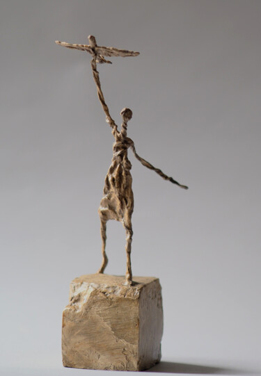 Skulptur mit dem Titel "L'Apprenti pilote" von Christophe Rouleaud, Original-Kunstwerk, Gips