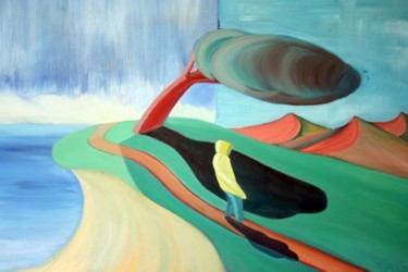 Painting titled "dune" by Christophe Sanson, Original Artwork, Oil