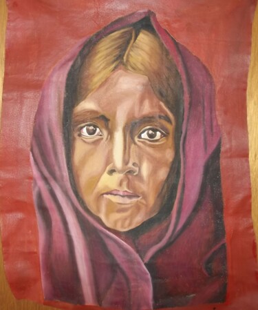 Painting titled "indienne apache" by Christophe Schaefer, Original Artwork, Oil