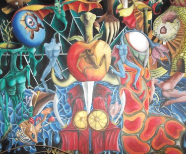 Malerei mit dem Titel "adam et eve" von Christophe Schaefer, Original-Kunstwerk, Acryl