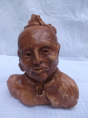 Skulptur mit dem Titel "pisteur mohawk amér…" von Christophe Schaefer, Original-Kunstwerk, Terra cotta