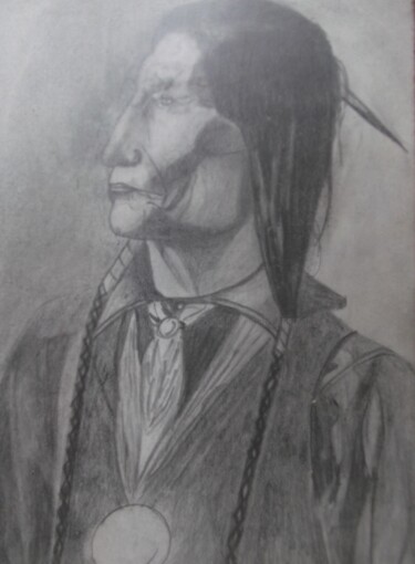 Drawing titled "indien cheyenne por…" by Christophe Schaefer, Original Artwork, Pencil