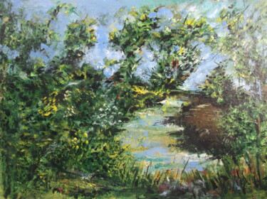 Painting titled "le petit ruisseau" by Christophe Schaefer, Original Artwork, Acrylic