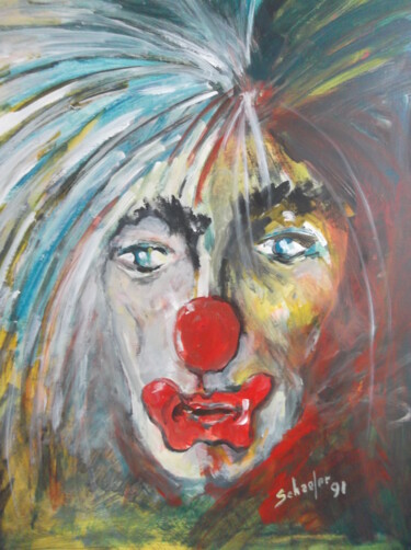 Painting titled "le clown punk" by Christophe Schaefer, Original Artwork, Acrylic