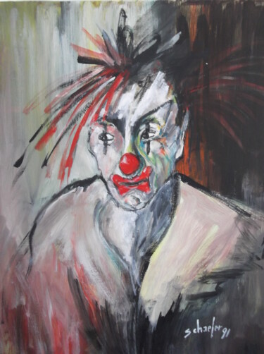 Painting titled "le clown" by Christophe Schaefer, Original Artwork, Acrylic