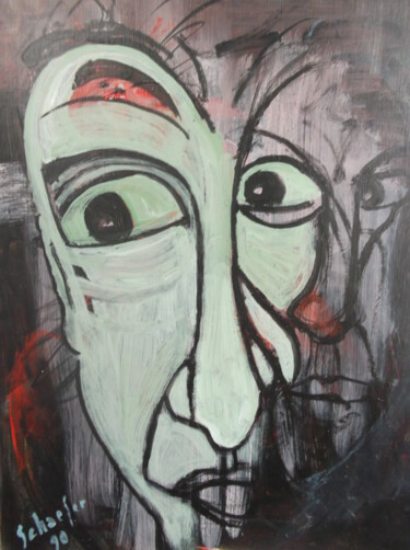 Painting titled "alter ego portait" by Christophe Schaefer, Original Artwork, Acrylic