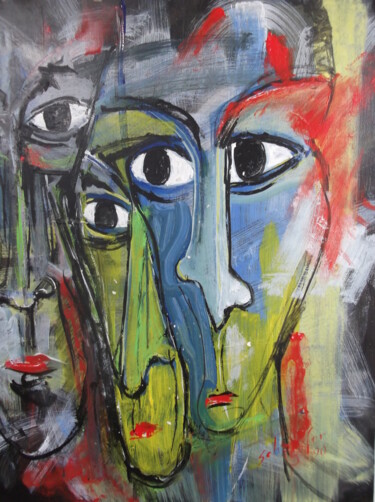 Painting titled "les 3 frères" by Christophe Schaefer, Original Artwork, Acrylic