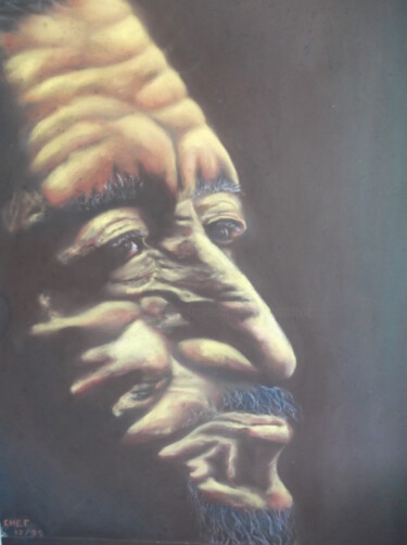 Painting titled "portrait d'indonési…" by Christophe Schaefer, Original Artwork, Pastel