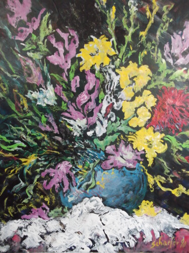 Painting titled "bouquet de fleur ex…" by Christophe Schaefer, Original Artwork, Acrylic