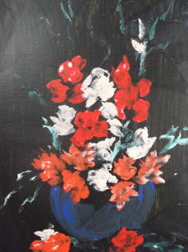 Malerei mit dem Titel "compotée de fleurs" von Christophe Schaefer, Original-Kunstwerk, Acryl