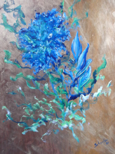 Peinture intitulée "fleur bleue" par Christophe Schaefer, Œuvre d'art originale, Acrylique