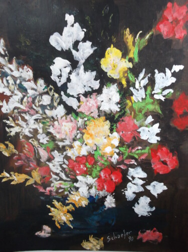 Malerei mit dem Titel "bouquet de fleur su…" von Christophe Schaefer, Original-Kunstwerk, Acryl
