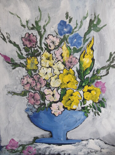 Malerei mit dem Titel "coupe de fleurs" von Christophe Schaefer, Original-Kunstwerk, Acryl