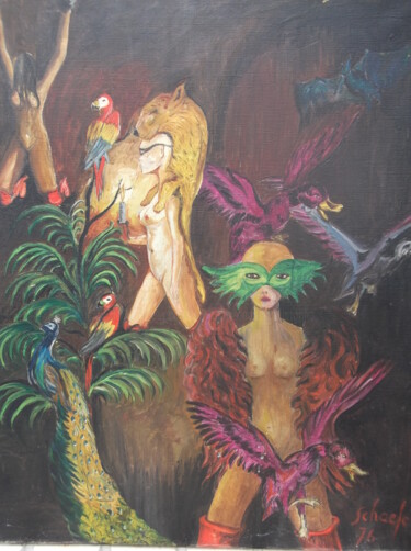 Pittura intitolato "la secte" da Christophe Schaefer, Opera d'arte originale, Olio