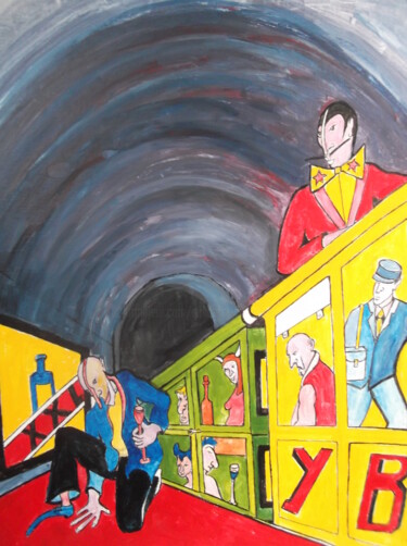 Malerei mit dem Titel "dernier métro du Ye…" von Christophe Schaefer, Original-Kunstwerk, Acryl