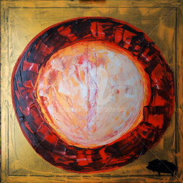 Painting titled "Circle" by Christophe Sola, Original Artwork, Oil Mounted on Wood Stretcher frame