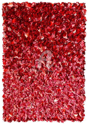Painting titled "50 Shades of... Red…" by Christophe Sola, Original Artwork, Oil Mounted on Wood Stretcher frame